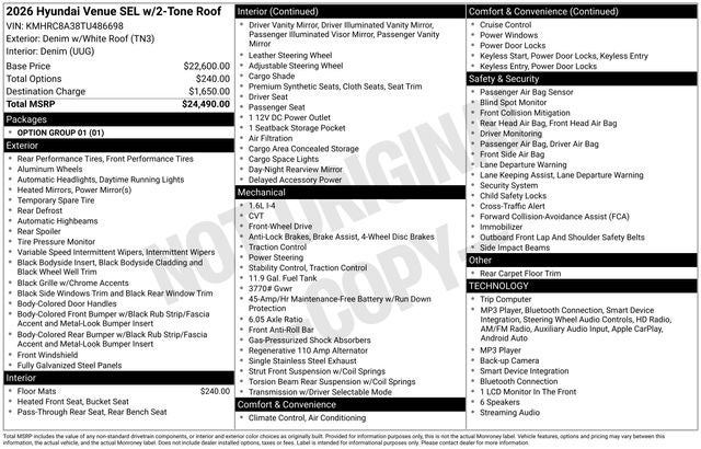 2026 Hyundai VENUE SEL