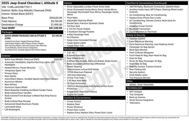 2025 Jeep Grand Cherokee L Altitude X