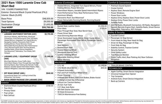 2021 RAM 1500 Laramie Crew Cab 4x4 5'7' Box