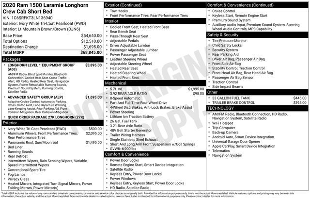 2020 RAM 1500 Laramie Longhorn Crew Cab 4x4 5'7' Box