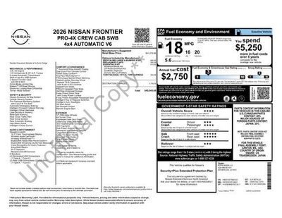 2026 Nissan Frontier Crew Cab PRO-4X 4x4