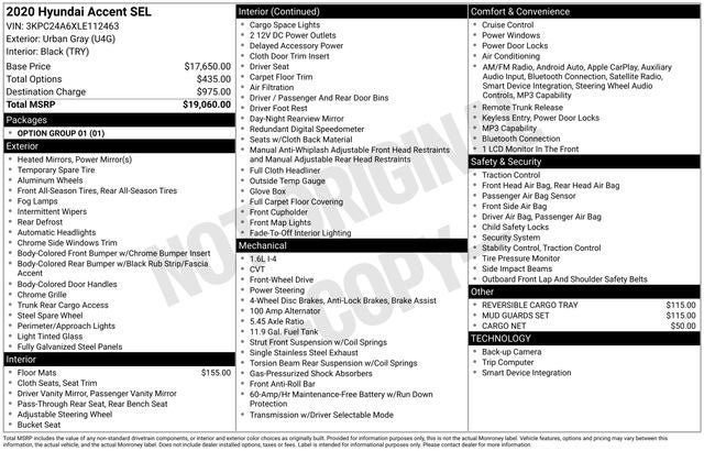 2020 Hyundai ACCENT SEL