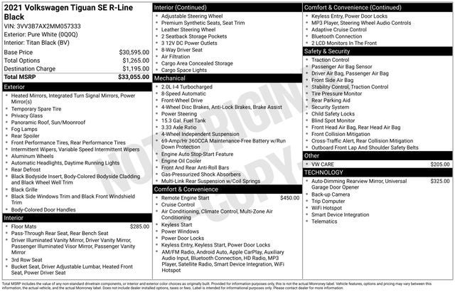 2021 Volkswagen Tiguan 2.0T SE R-Line Black