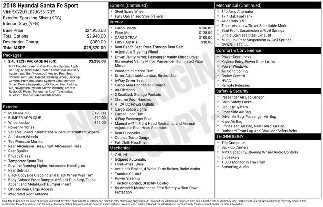 2018 Hyundai SANTA FE SPORT 2.4 Base