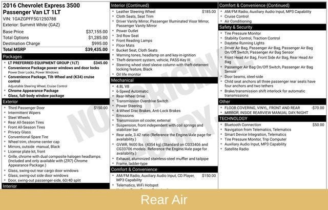 2016 Chevrolet Express 3500 LT Passenger