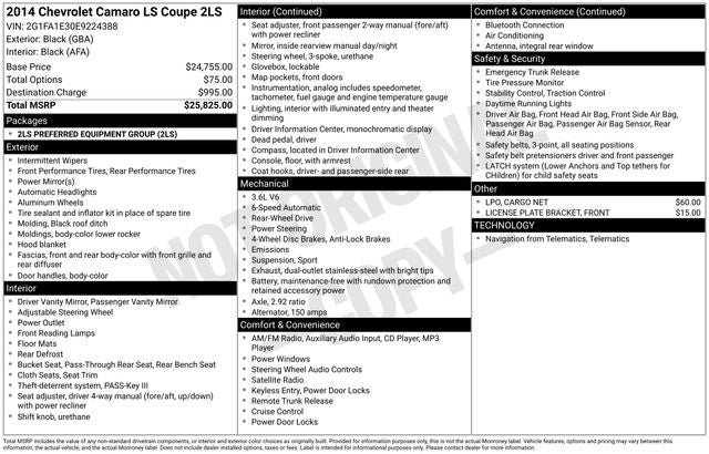 2014 Chevrolet Camaro 2LS