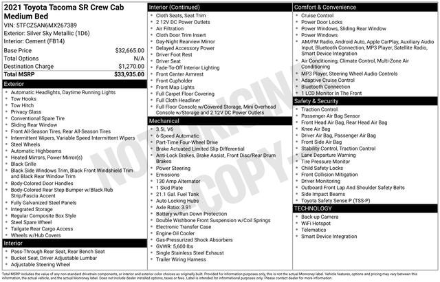 2021 Toyota Tacoma SR V6