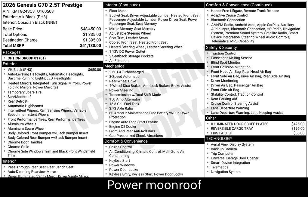 2026 Genesis G70 2.5T Prestige