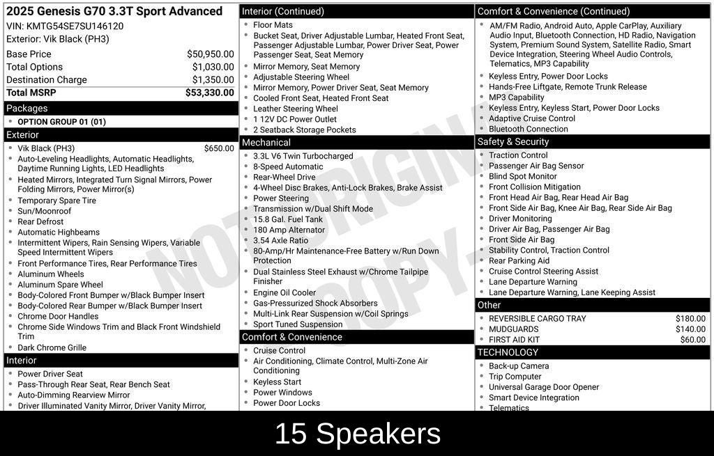 2025 Genesis G70 3.3T Sport Advanced