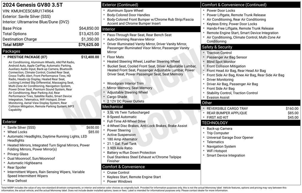 2024 Genesis GV80 3.5T Prestige