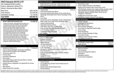 2023 Genesis GV70 2.5T Sport Prestige