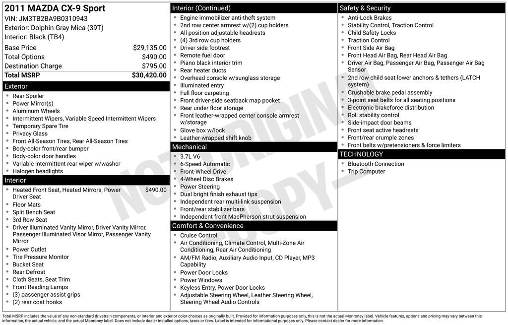 2011 Mazda Mazda CX-9 Sport