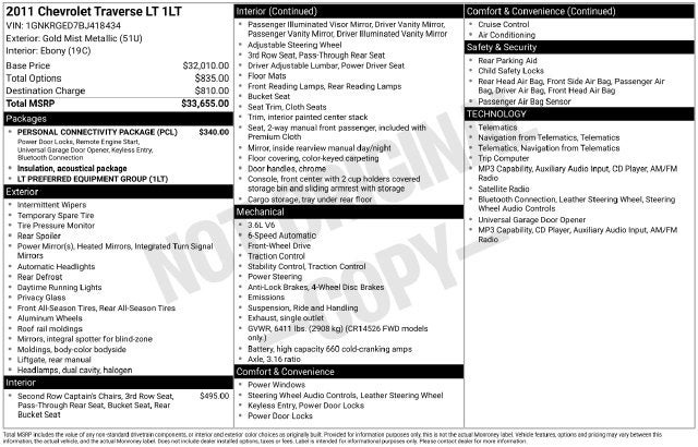 2011 Chevrolet Traverse LT 1LT