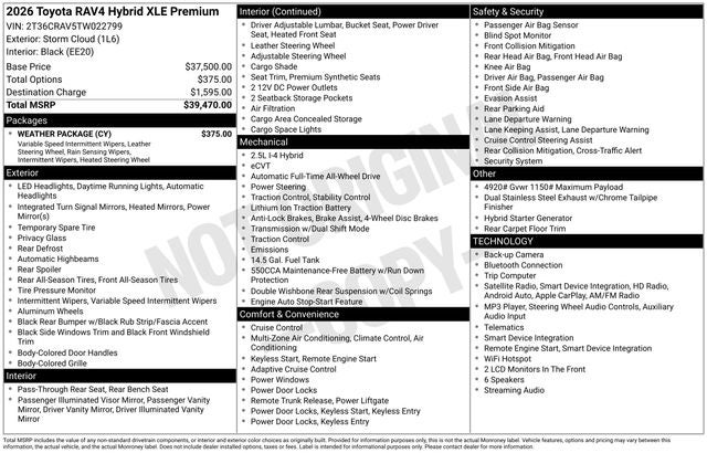 2026 Toyota RAV4 XLE Premium