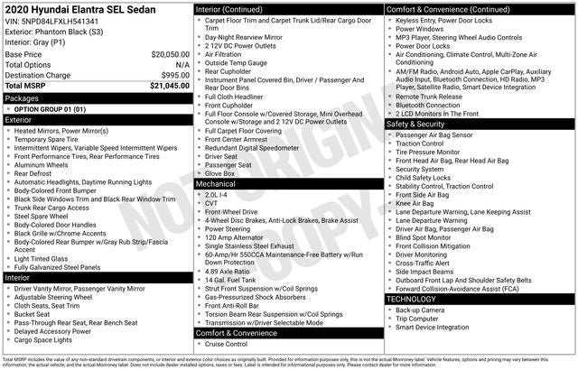 2020 Hyundai ELANTRA SEL