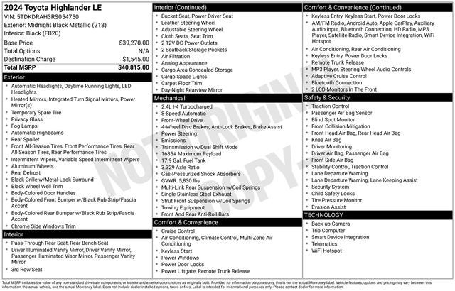 2024 Toyota Highlander LE