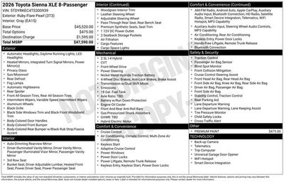 2026 Toyota Sienna XLE 7 Passenger