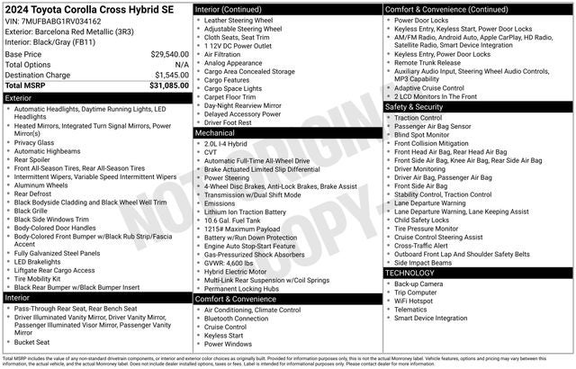 2024 Toyota Corolla Cross Hybrid SE