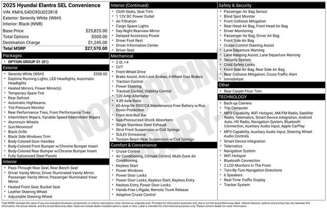 2025 Hyundai ELANTRA SEL Convenience