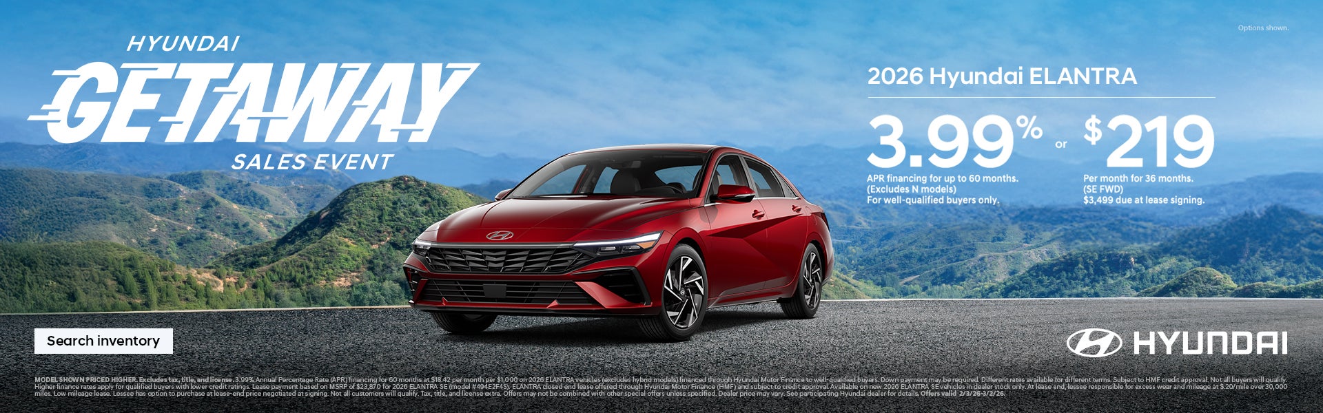 2026 Hyundai Elantra South-Central APR or Lease Offer