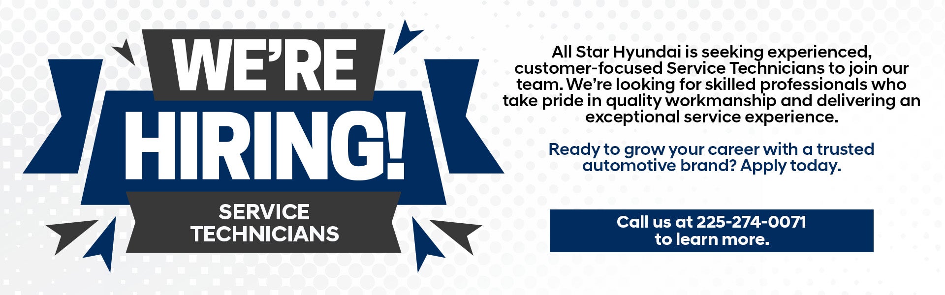 We're Hiring Service Technicians