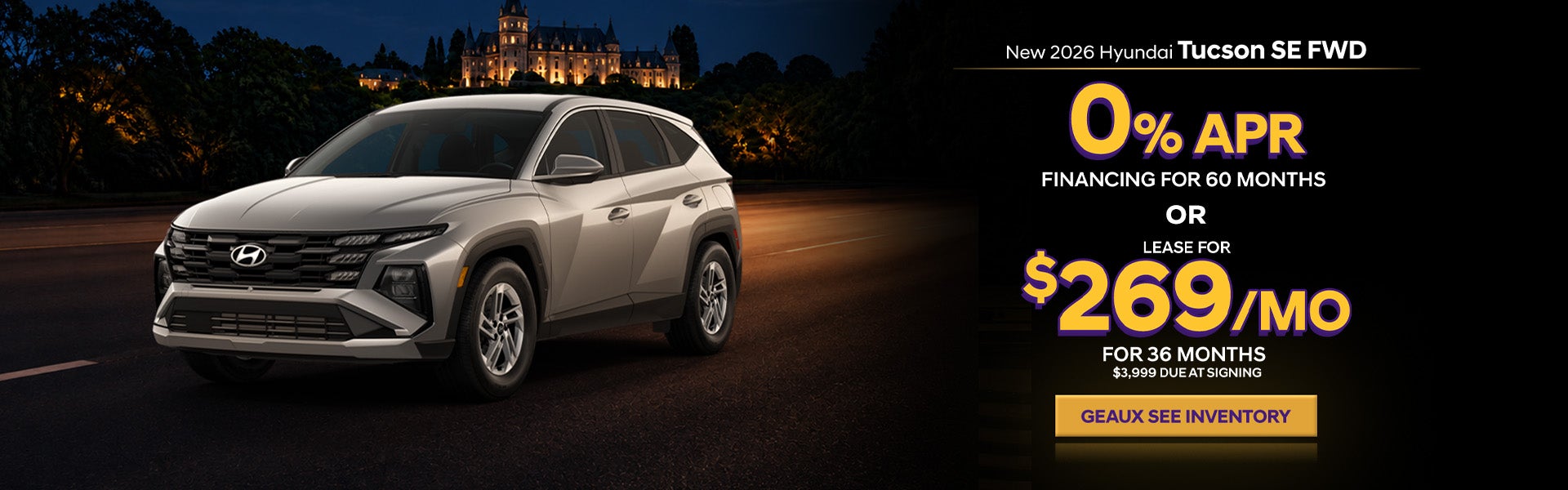 New 2026 Hyundai Tucson SE FWD 0% APR financing for 60 month