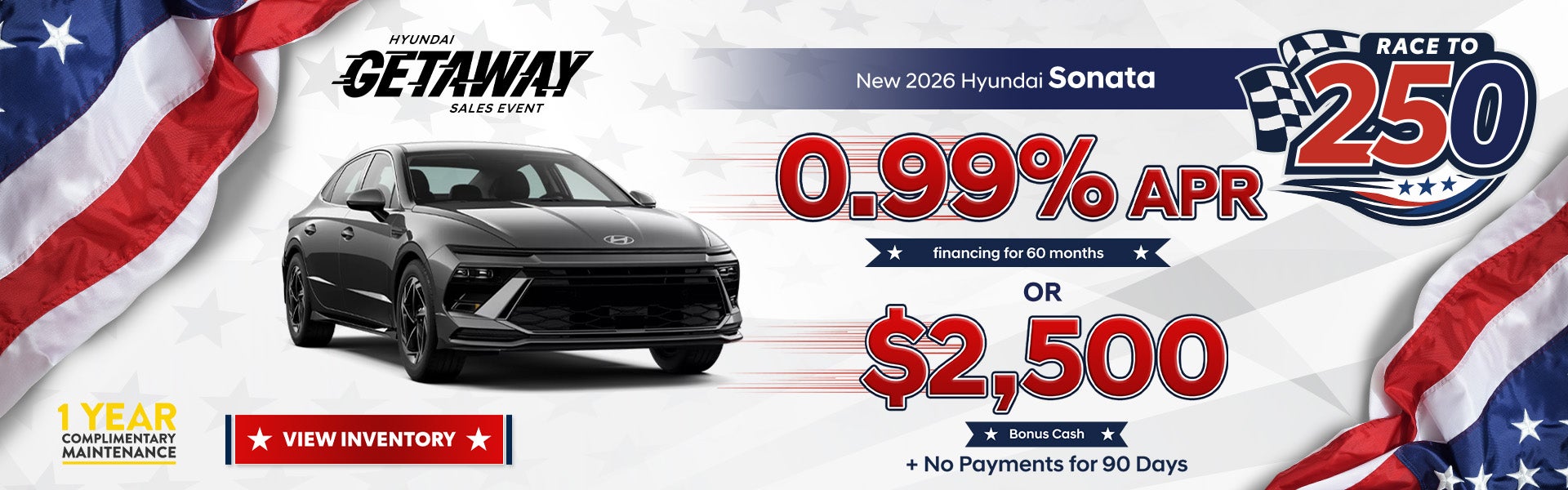 New 2026 Hyundai Sonata 0.99% APR financing for 60 months or
